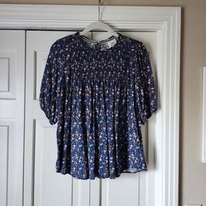 NEARLY NEW Knox Rose Floral With Navy Blouse